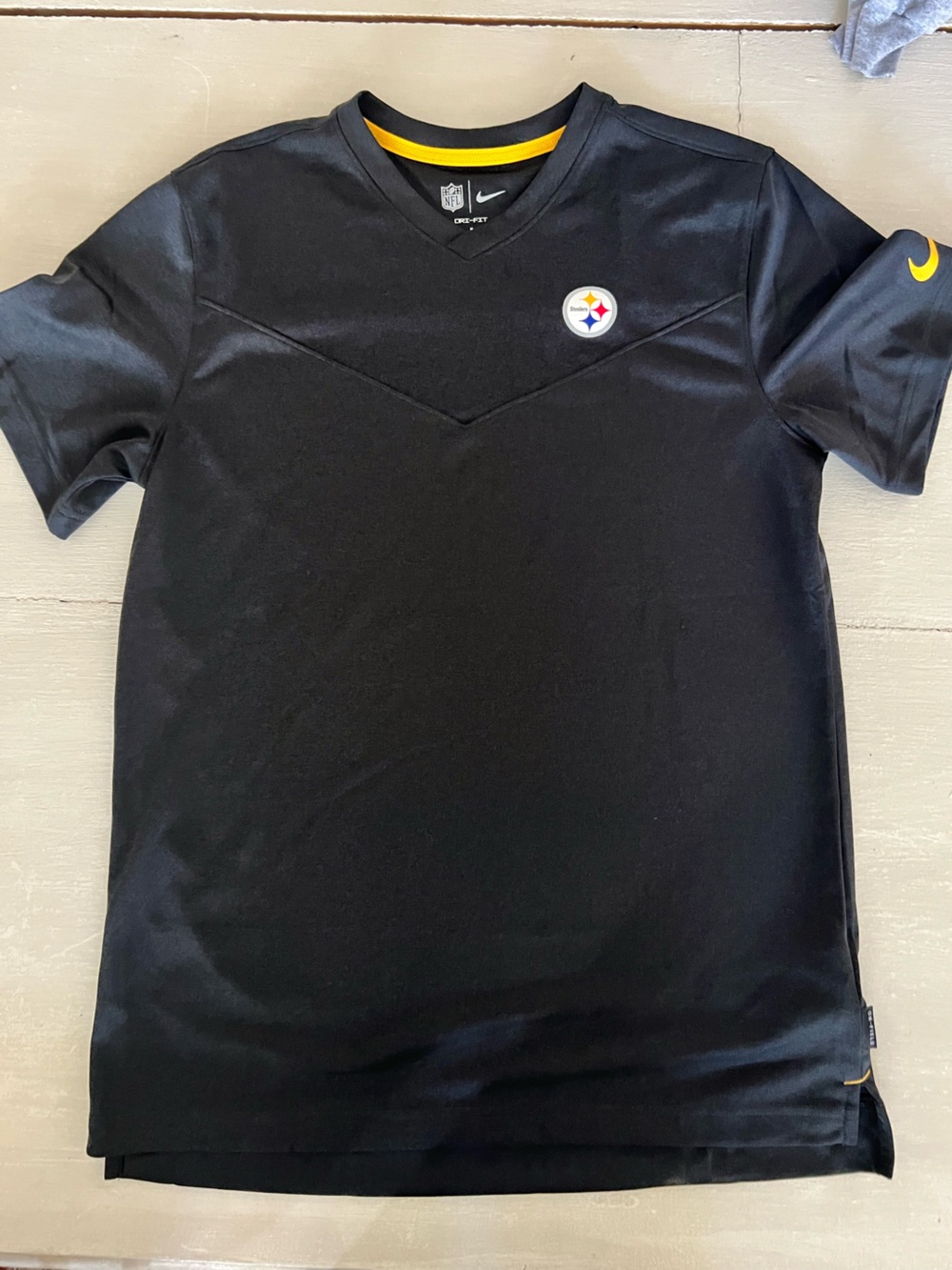 Nike Pittsburgh Steelers NFL Dri Fit Shirt Youth Black Gold Football size M